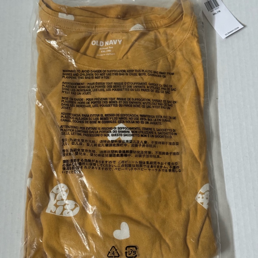 NWT - Old Navy Golden Yellow Long Sleeve Tee with White Heart